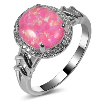 Karšto Pardavimo Išskirtinį Pink Fire Opal 925 Sterlingas Sidabro Sužadėtuvių, Vestuvių Žiedo Dydis 5 6 7 8 9 10 11 A134