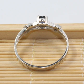 Karšto pardavimo mados dizaino sidabro safyras žiedai moterims kietas 925 sidabro safyro žiedas 0.5 ct natūralus akmuo safyras