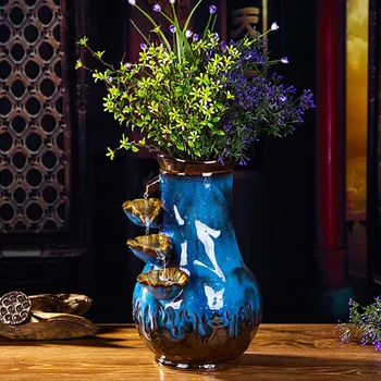 Keramikos vandens fontanas drėkintuvas Zhaocai darbastalio apdaila kambarį dekoratyvinė vaza paprasta kūrybinės amatų papuošalai