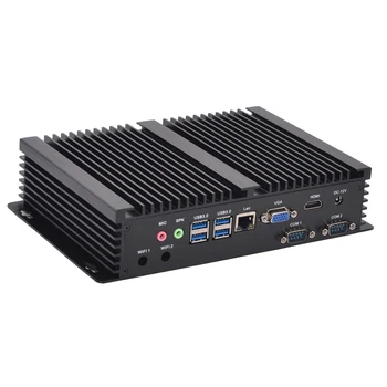 Kingdel Ventiliatoriaus Pramonės Mini PC Win7 Core i3 4005U/4010U 2*COM RS232 HDMI VGA Slim Desktop Kompiuteris 300M Wifi 1000M LAN