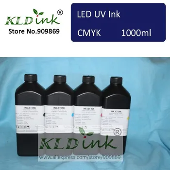 [ KLD Rašalo ] Suderinamas LED UV Rašalas rašalinis bortinis UV spausdintuvas su DX5 DX6 DX7 spausdinimo galvutė ( 4 gabaliukai X 1000ml )