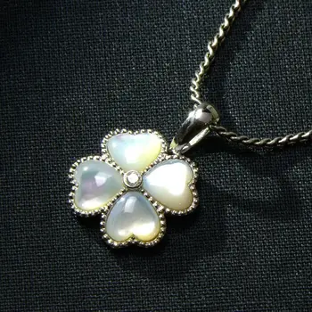Korėjos mados 925 Sidabro Pakabukas inkrustacijos gamtos baltieji dobilai shell Valentino Diena dovana
