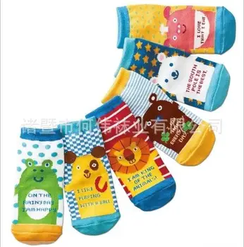Kūrybos 4-6 metų amžiaus, lyties kūdikis animacinių filmų gyvūnų tiesiai skydelis kojinės vaikams, vaikų medvilnės kojinės 12 porų/daug sumaišykite kūdikių kojinės