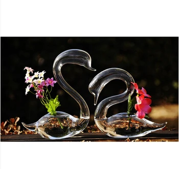 Kūrybos stiklo meilės gulbė vaza vestuvių dovana, Namų, naujų namų dekoratyvinių menų ir amatų rūmai