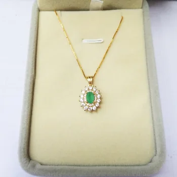 LANZYO 925 sterlingas sidabro Smaragdas Pakabučiai dovana moterims, papuošalai smaragdas Vestuvių Fine Jewelry Klasikinio stiliaus z040601agml