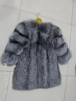 LinhaoshengyueLonger skyriuje silver fox fur coat Septynių Rankovės