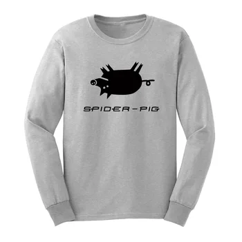 Loo Rodyti Mens Spider-Pig Juokinga Long Sleeve T-Shirts Atsitiktinis Vyrai Tee