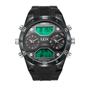 LOX Karinės Žiūrėti 3 Laiko Juostų Skaitmeninis Didelis Laikrodžiai Vyrams Relogio Esportivo Montre Homme Marque De Luxe 