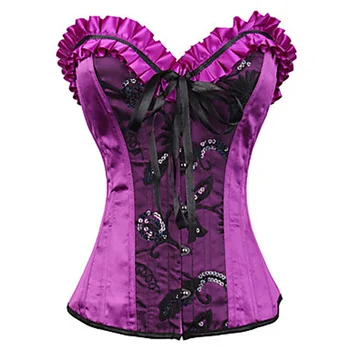 Mados 6XL plius dydis korsetai ir bustiers violetinė kultūrizmo seksualus strappy korsetas ladieswear juosmens nėrinių sudurti corselet