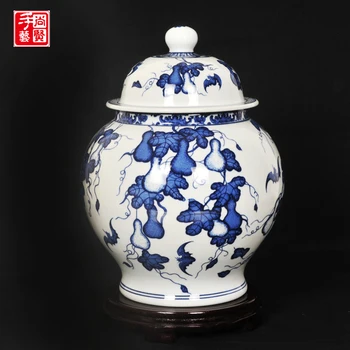Mažmeninės prekybos Kinijos Rankomis Dažyti Mėlyna Ir Balta Keramika Saugojimo Jar Pu'er Arbatos Caddy