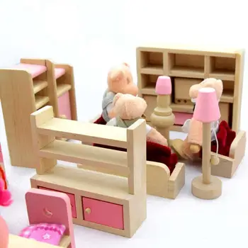 Medinės Lėlės, kambarį, Namą, Baldai Vaikams Žaisti Žaislų Dizainas Medinių Lėlių Miniatiūriniai žaislas Vaikams, dovanos Mergaitėms