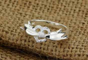 Mielas vėjo 925 sterlingas sidabro žiedas moterų delfinų dizainas kietas sidabro žiedas žavesio papuošalai, brangenybės populiarus bijoux Nemokamas pristatymas