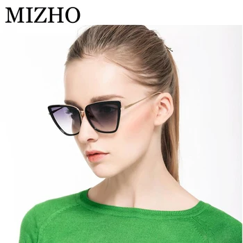 MIZHO 27G Vidrio Superžvaigždė Mens Polaroid Akiniai nuo saulės Moterims, Katės akis Derliaus UVA Didelis oculos Negabaritinių Veidrodis Originalus Atveju