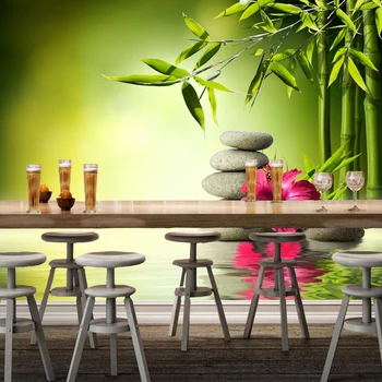 Modernių namų apdaila, tapetai, bambuko ir karšto pavasario gamtos freskos Klubo Hotel foną roll papel de parede