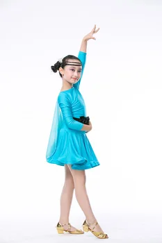 Mokymo Mergina lotynų Dancewear Konkurenciją Šokių Suknelės Vaikams Cha-Cha Valsas Kostiumas Vaikas lotynų Šokių Suknelė Mergaitėms