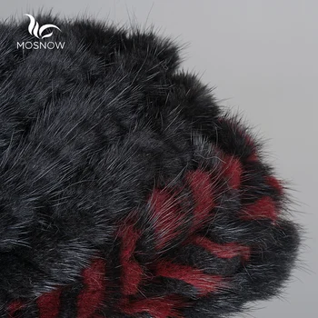 Mosnow 2017 Naujas Natūralus Audinės Kailio Kepurę Žiemą Rodyklių Modelis Moterų Madinga Megzti Laisvalaikio Prekės Šiltą Kepurę Moterų Skullies Beanies