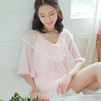 Moterų Saldus vasaros ragų rankovėmis v-kaklo, seksuali pižama gazas palace leisurewear han edition pižama