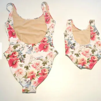 Motina Dukra maudymosi kostiumėlis Vasaros Pliažas Atitikimo maudymosi Kostiumėliai, Gėlės Juostele Moteris Mergaičių Europoje ir Amerikoje Bikini Plaukimo Pajūrio