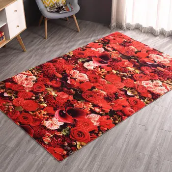 Multi Dydžio 3D Pink Red Carpet Miegamojo Dekoravimo Minkštos Grindų Kilimas Gėlių, Rožių Kambarį Grindų Kilimėliai Atsparūs Slydimui Kilimėliai C109