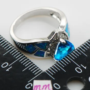 Mėlyna Kristalų Cirkonis Blue Opal 925 Sterlingas Sidabro Žiedas Dydis 6 7 8 9 10 R1323