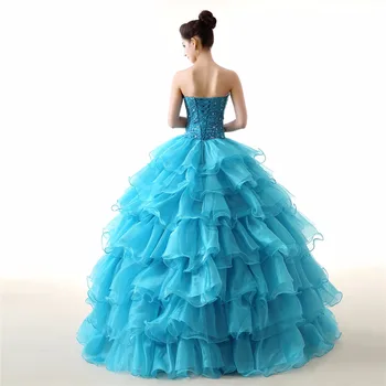 Mėlyna Raudona Quinceanera Suknelės Kamuolys Suknelė Brangioji Ruffles Pakopų Vestidos De 15 Anos Saldus 16 Suknelė Debutante Chalatai