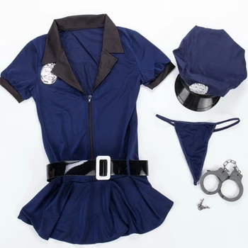 Mėlyna Seksualus Policewoman Kostiumas Helovyno Cosplay Policininkas Suknelė Przybornik Policijos Pareigūno Uniformą Plus Size Kostiumai Moterims Suaugusiųjų 2XL