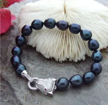 Natura 13mm pietų jūros pilka baroko perlas apyrankės 7.5-8 colių