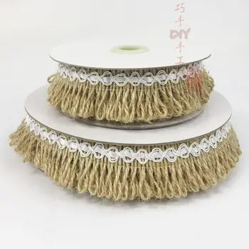Natural jute lace twist rope hessian burlap fringe trim uphostery trim gimp vintage handmade accessory diy decoration