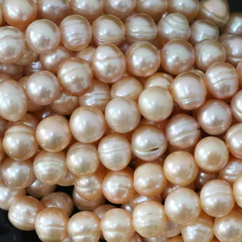 Natūralus apelsinų gėlo vandens dirbtiniu būdu išauginti nearround 9-10mm perlas laisvas karoliukai, didmeninės kainos moterų gražių papuošalų priėmimo 15inch B1377