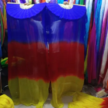 Naujas 2016 nekilnojamojo Šilko šokių Gerbėjas Vualiai Seksualus pilvo šokio Grynas nekilnojamojo Šilko Gerbėjai 180*90 cm Mėlyna/Raudona/Geltona naujas dažyti spalva