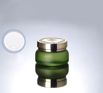 NAUJAS 30G žalioji stiklinės grietinėlės indelį su aukso dangtis,stiklas, 30 g kosmetikos konteinerių, kremas 30g Kosmetikos Pakuotės stiklo butelis