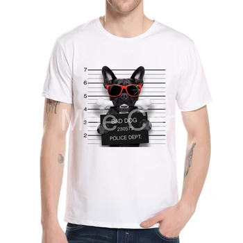 Naujas Atvykimo Kūrybos Šuo Policijos Departamento Projektavimo Vyrų Marškinėliai Mados prancūzų Buldogas Pugs T-shirt Aukštos Kokybės Hipster Tee L10-C-84