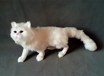 Naujas baltos spalvos modeliavimo nuolatinis katė žaislas dervos&kailio big cat modelis dovana, apie 55x23cm 1024