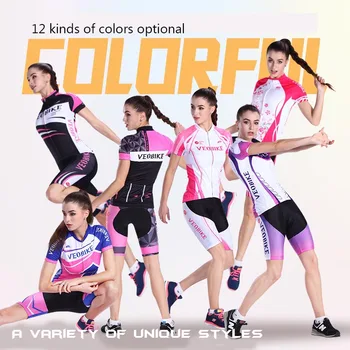 Naujas jojimo dviračiu nustatyti moterų kostiumai rinkiniai, trumpomis rankovėmis, dviračiu jersey šortai rinkiniai