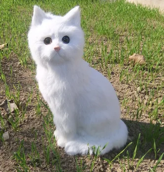 Naujas modeliavimo katė gyvas rankdarbių didelė balta katė modelis dovana, apie 35x15cm
