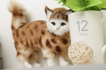 Naujas modeliavimo katė žaislas polietileno & kailiai, nuolatinis katė modelis dovana, apie 23x9x20cm 2318