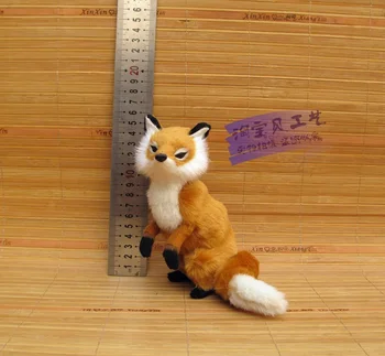 Naujas modeliavimo squating fox žaislas polietileno&kailio fox modelis dovana, apie 16x14x16cm 0792