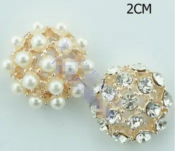 Naujas Stilius Nemokamas Pristatymas!50pcs/daug 20MM metalo kalnų krištolas mygtuką su perlų vestuvių embellishment plaukų gėlių priedų
