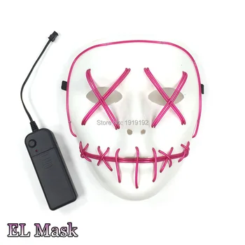 Naujas Žėrintis Mirksi Naktinis Baras Kaukolė Veido koncertas kaukė Halloween Mask LED Neon Light Išsigandusi Smūgio Kaukė Šalies Apdaila