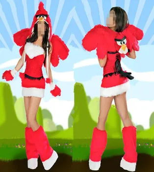 Naujausias mielas suaugusiųjų raudonas paukštis, seksualus, be rankovių Kalėdų kostiumas cosplay suknelė moteris M1100