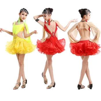 Nauji Suaugusiųjų, Vaikų ir lotynų šokių kostiumas vyresnysis gazas rankovėmis lotynų šokių suknelė moterims/vaikų lotynų šokių suknelės S-4XL