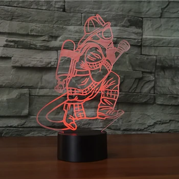 Naujovė 7 Spalva Keičiasi 3D Firemans Stalo Lempa LED USB Palieskite Mygtuką Gaisro Kovotojas Naktį Šviesos Lovos Dekoro Šviesos Rungtynių Dovanos