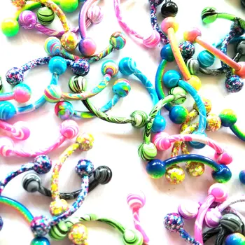 Naujų spalvų antakių papuošalai sumaišykite didmeninė 100vnt 16gauge išlenktų antakių žiedas su kamuoliukus kūno auskarų mados moterų, vyrų dovana