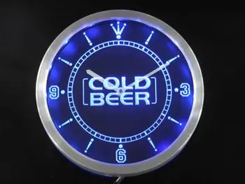 Nc0312 Šalto Alaus Baras Pub Klubas Neoninis Ženklas LED Sieninis Laikrodis