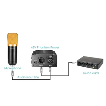 Neewer 1-Kanalo 48VPhantom Maitinimas su Adapteriu ir Vienas XLR Audio Kabelis Kondensatoriaus Mikrofonas, Muzikos Įrašymo Įranga
