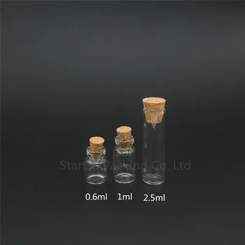 Nemokamas pristatymas 1000pcs/DAUG skersmuo 13mm 1ml mažą Stiklinį Butelį su Kamštienos ,Aukštos kokybės Stiklo Buteliukai Ekrane Butelį Didmeninės