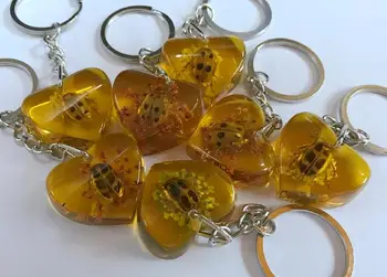 Nemokamas Pristatymas 12 keychain nekilnojamojo boružė geltona mielas širdies dizaino papuošalai