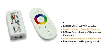 Nemokamas Pristatymas 2.4 G RD jutiklinis ekranas RGBW valdiklis RGB+balta 4 kanalų led, smd lanksti juosta 12V/24V Išmanųjį telefoną arba Planšetinį kompiuterį
