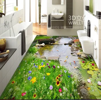Nemokamas Pristatymas 3D aukštos kokybės Žalią Sodą Creek Meno Grindys Vonios kambarys, kiemas, kavinė restoranas, grindys, tapetai, freskos