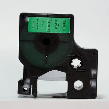 Nemokamas pristatymas 5 vnt 6mmX7m 6mm etiketės juosta juoda žalia 43619 suderinama d1 etiketės juostos su dymo d1 etikečių spausdintuvas